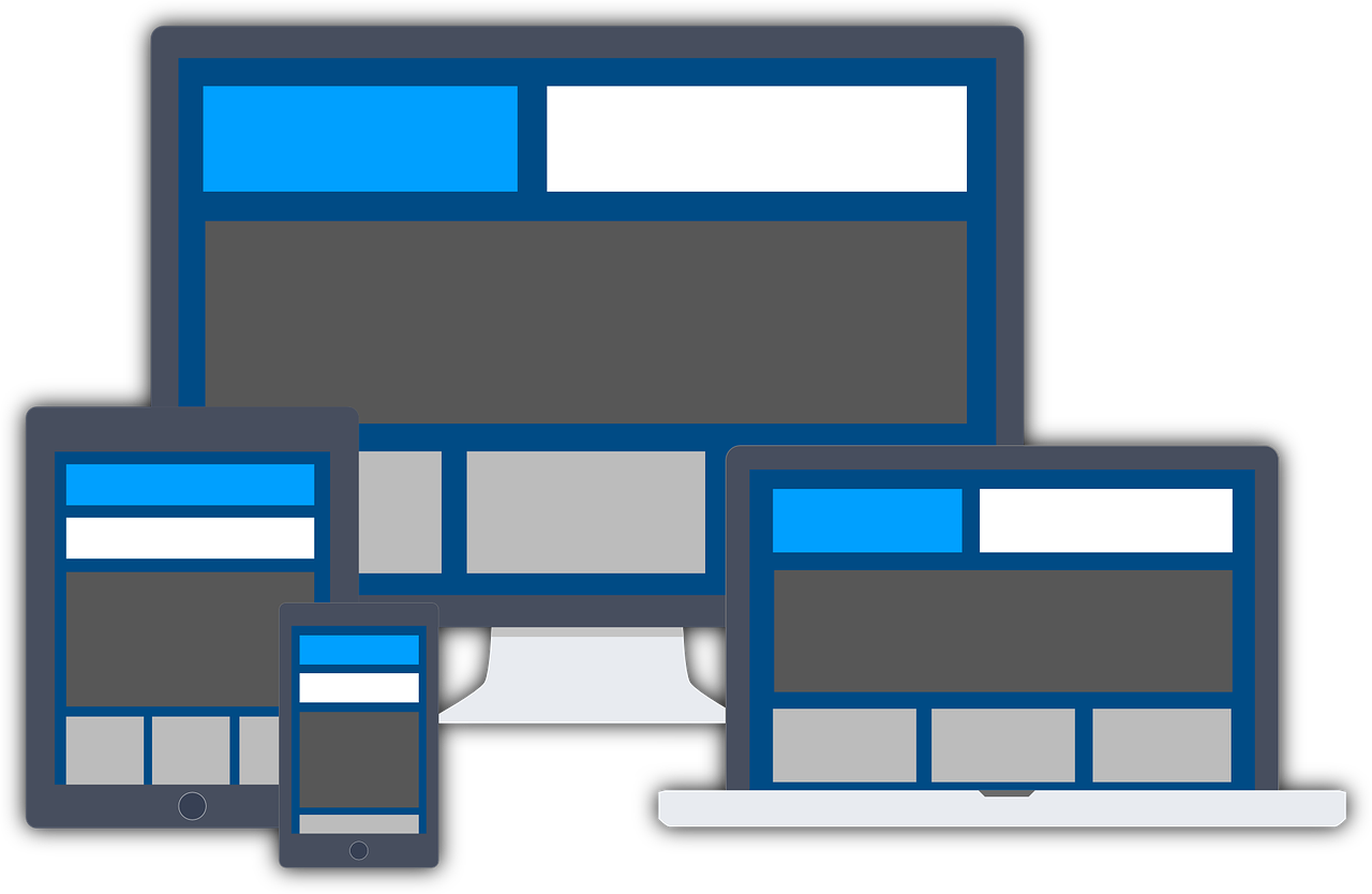 Graphic for various computers, tablet, and smartphone, and how responsive web design works.